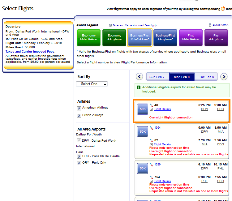 Preferred flight