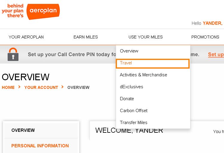 Step 2 user Your Miles - Travel