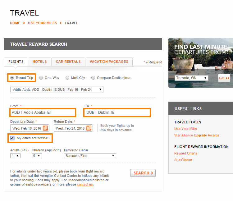 Step 3 Travel Rewrd Search