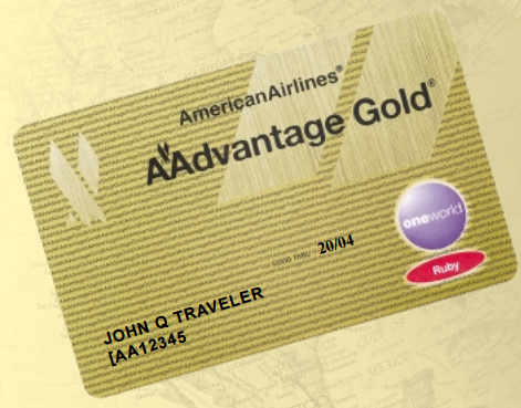 An American Airlines AAdvantage Gold frequent flyer card.