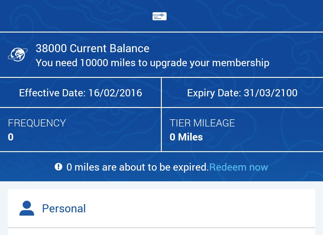 GarudaMiles account screenshot displaying a 38,000 mile balance for a first class ticket.